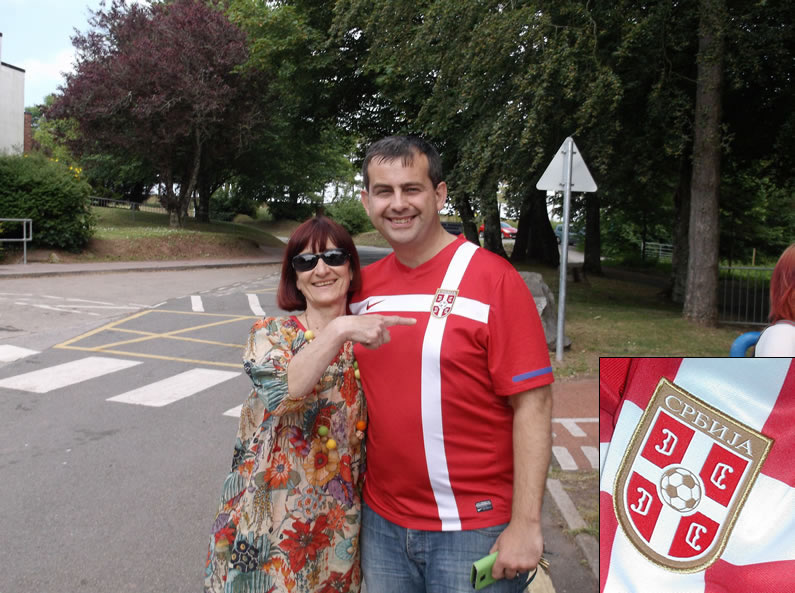 One supporter wore a Serbia football shirt!